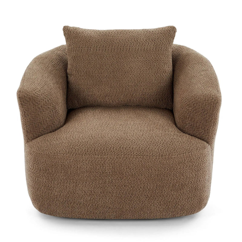 360° Swivel Barrel Sofa Chair With Throw Pillow, Upholstered Accent Chair by HouseOfZazla