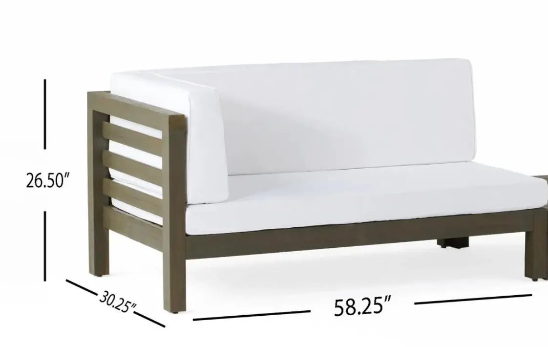 OANA Outdoor Wooden Sectional Set with Cushions, White by HouseOfZazla