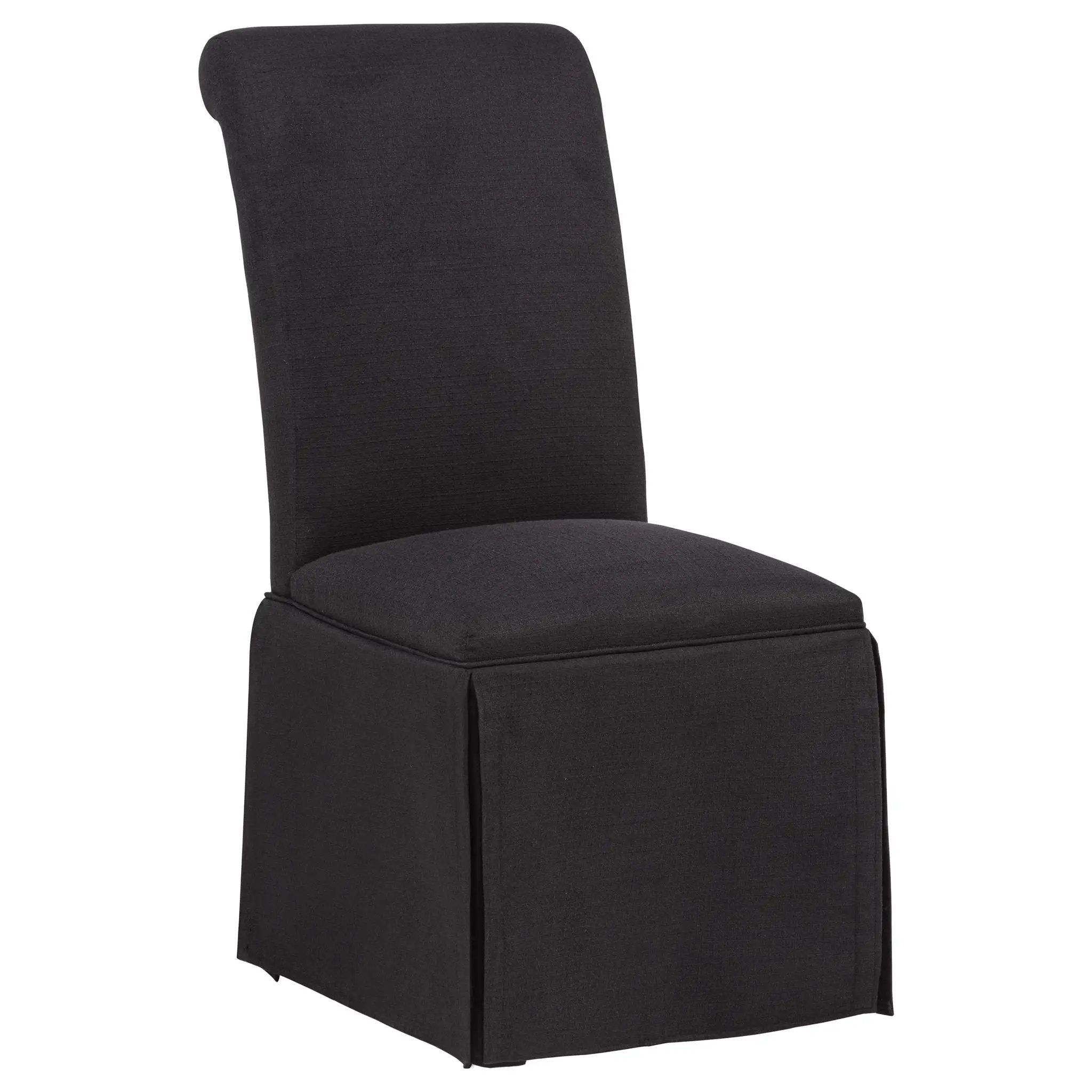 Shawna Upholstered Skirted Side Chair Black (Set of 2) by Unique Piece Furniture