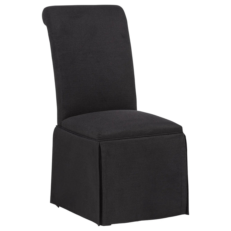 Shawna Upholstered Skirted Side Chair Black (Set of 2) by Unique Piece Furniture