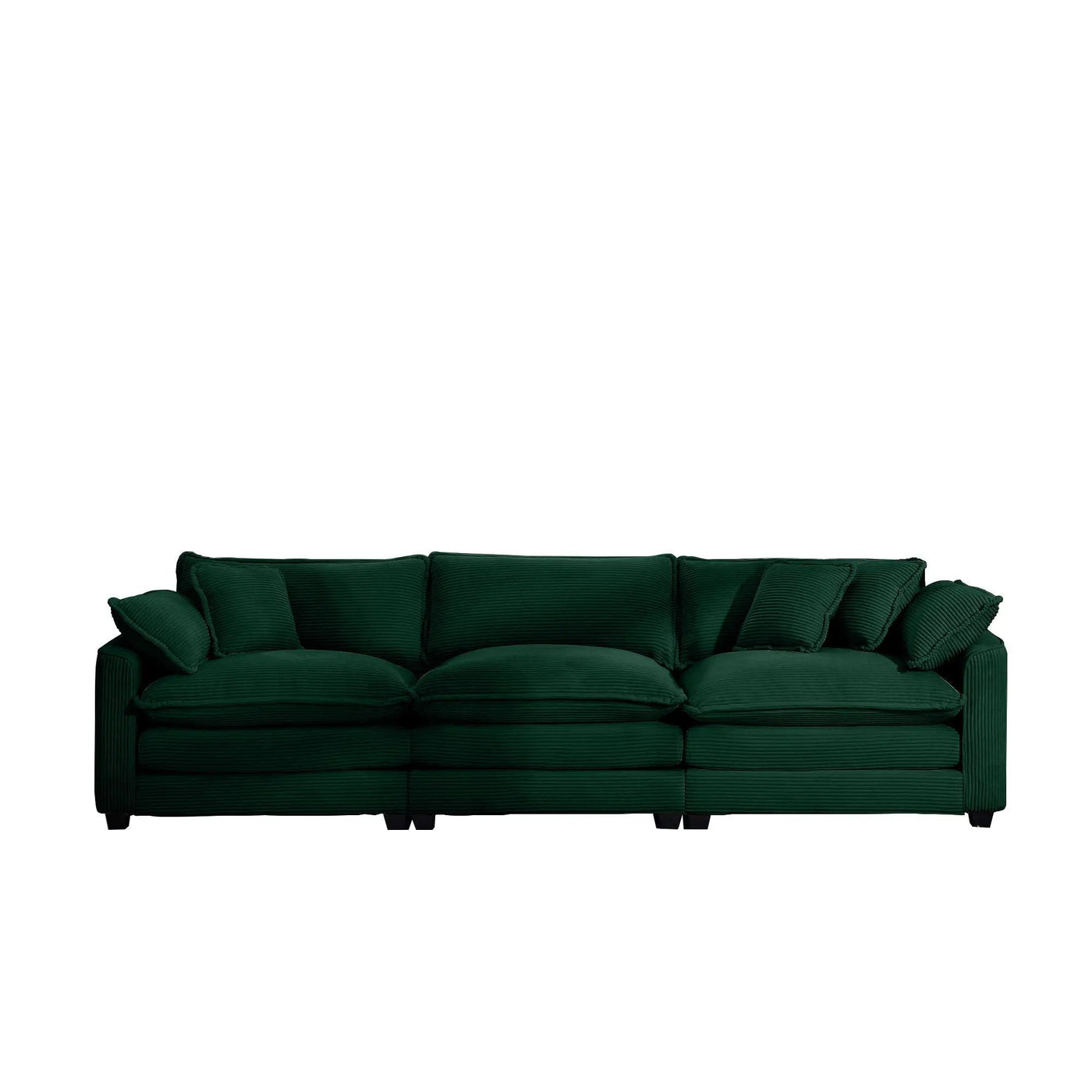 Mid-Century Modern 3 Seater Sectional Sofa With Arm And Throw Pillows by Unique Piece Furniture