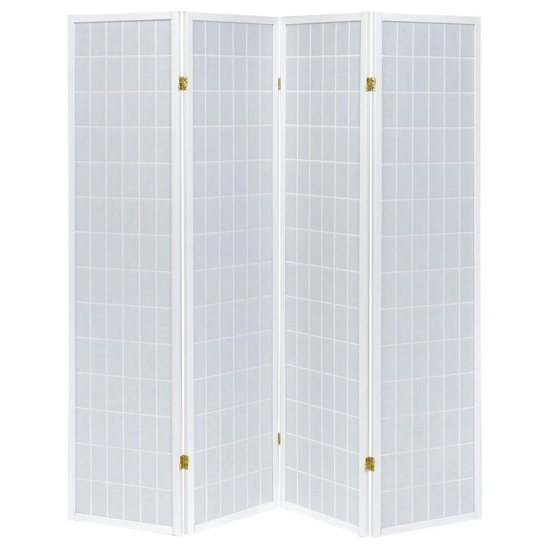 Roberto 4-Panel Room Divider Folding Shoji Screen White by Unique Piece Furniture