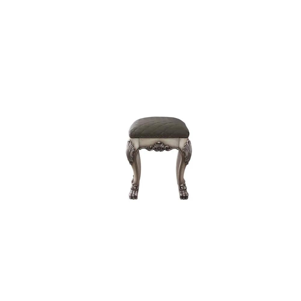Dresden - Vanity Stool - Vintage Bone White & Synthetic Leather by Unique Piece Furniture