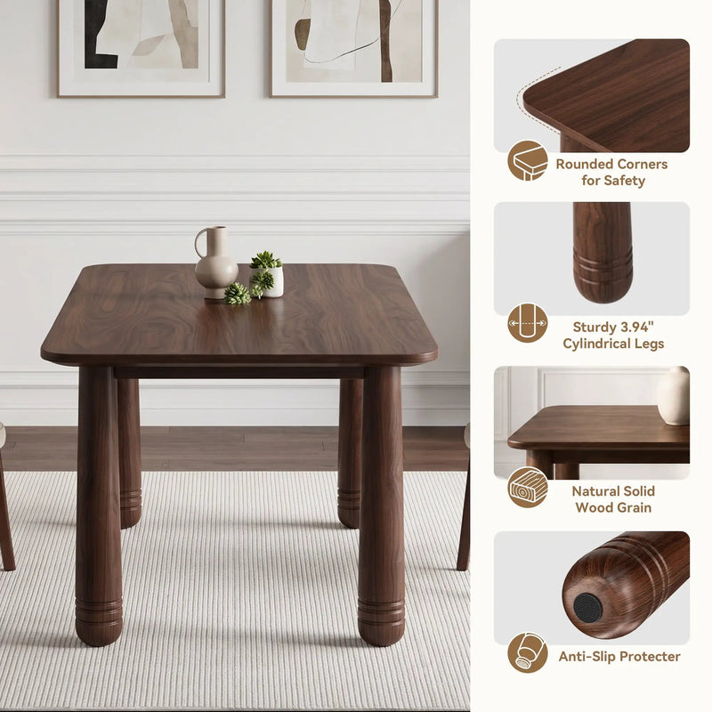63" Solid Wood Dining Table Set with 4 Upholstered Chairs by HouseOfZazla
