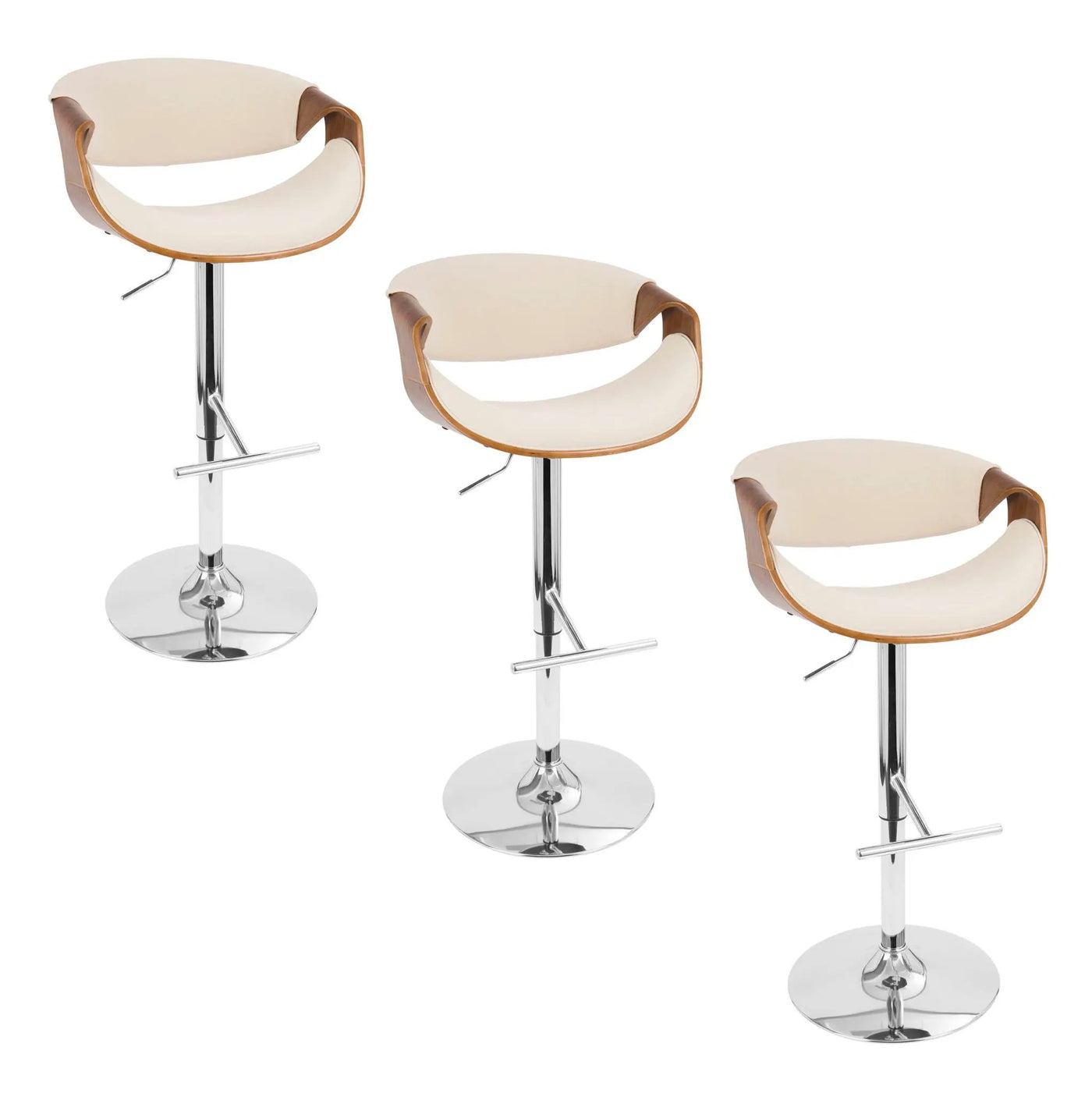 Curvo - Mid Century Modern Adjustable Barstool With Swivel With Straight T Footrest by HouseOfZazla