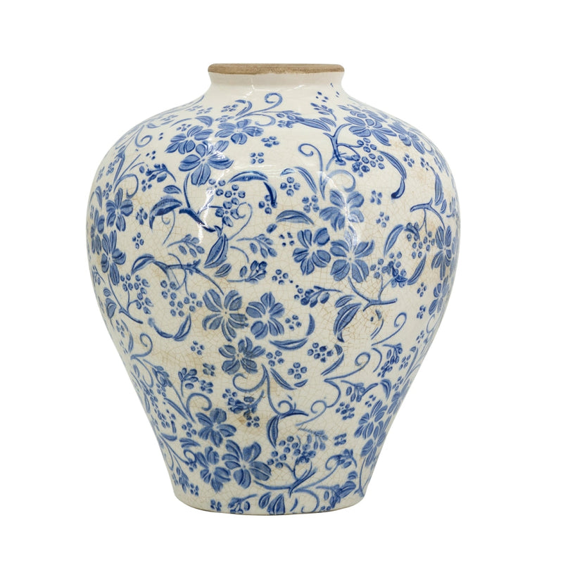D9.1x11" Round Ceramic Vase with Distressed, photo 4 of 9