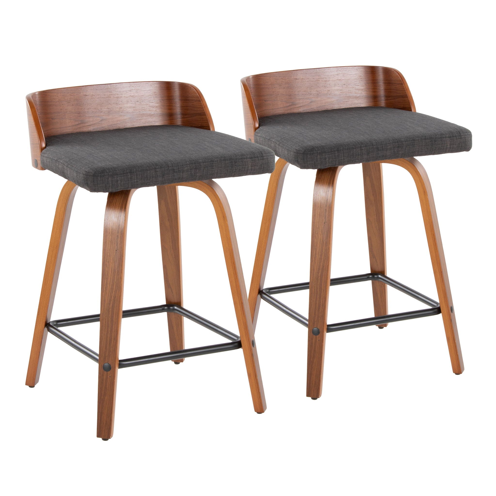 Maya - Mid Century Modern Fixed Height Counter StoolSwivel And Square Footrest (Set of 2) by HouseOfZazla
