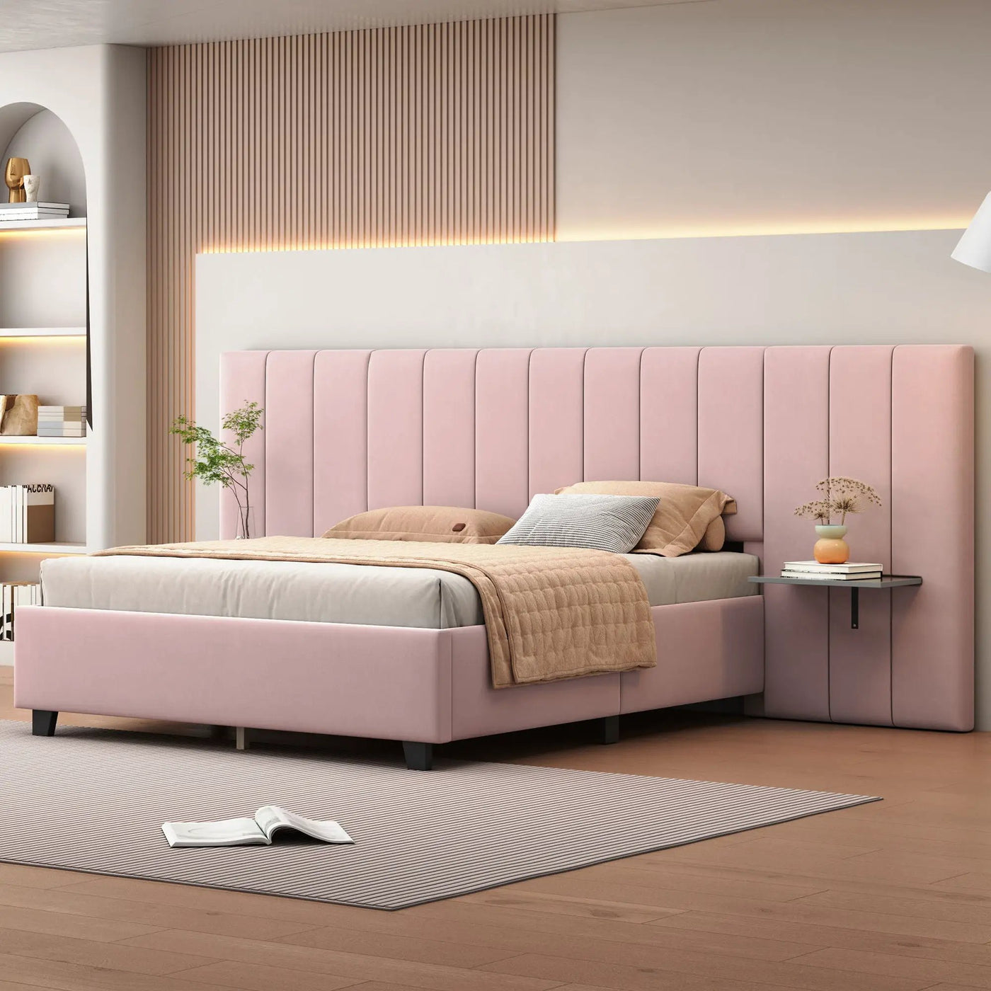 Upholstered Platform Bed With Big Headboard by HouseOfZazla