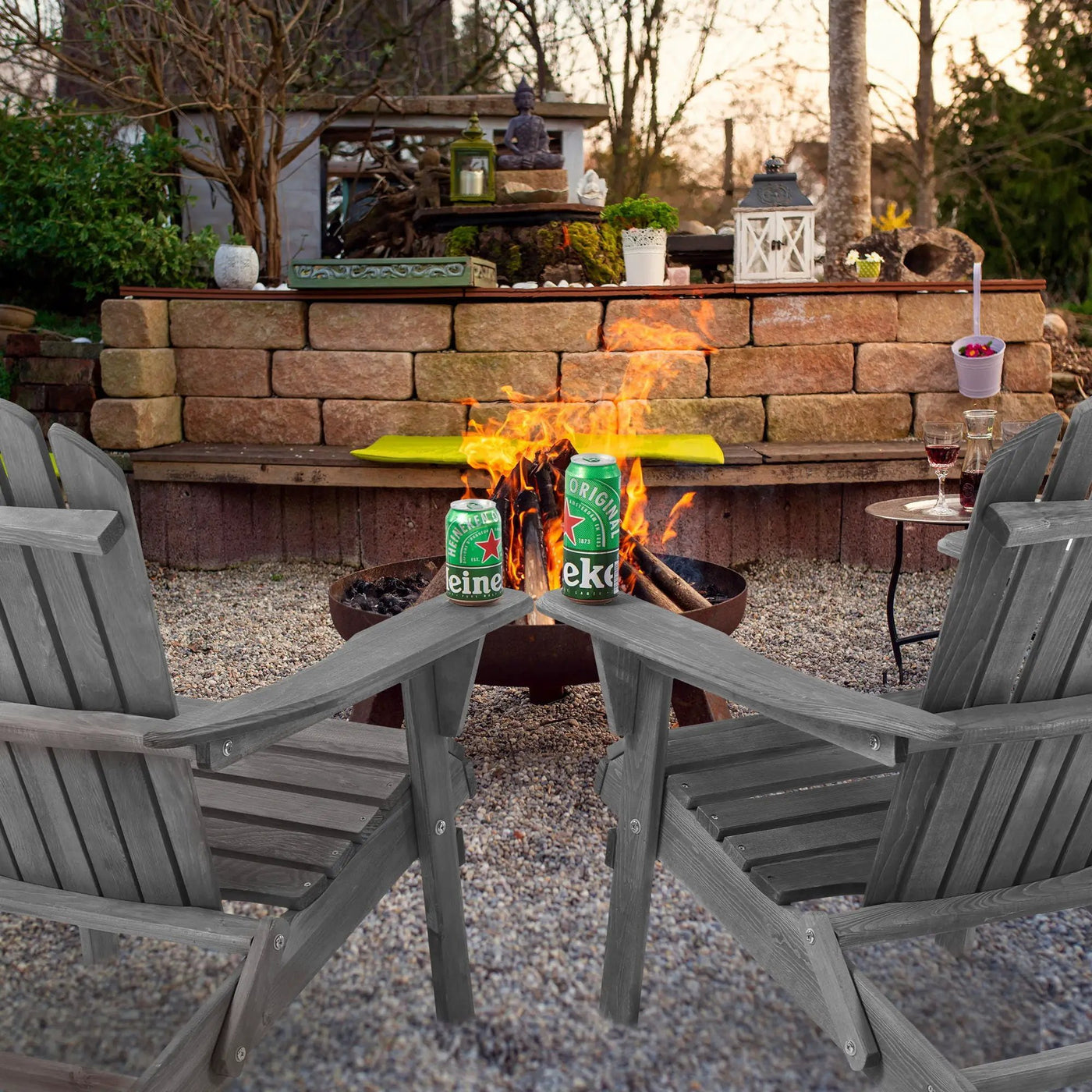 Lounge Patio Chair For Garden Outdoor Wooden Folding Adirondack Chair (Set of 2) Solid Cedar Wood Lounge Patio Chair For Garden by HouseOfZazla
