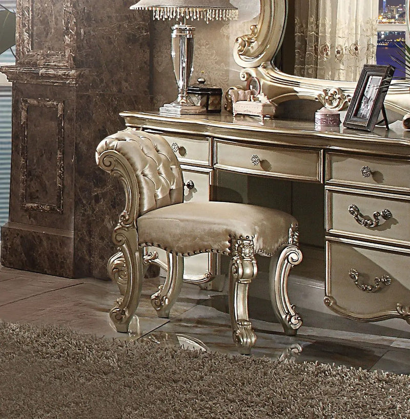 Vendome - Vanity Stool - Gold Patina / Bone by HouseOfZazla
