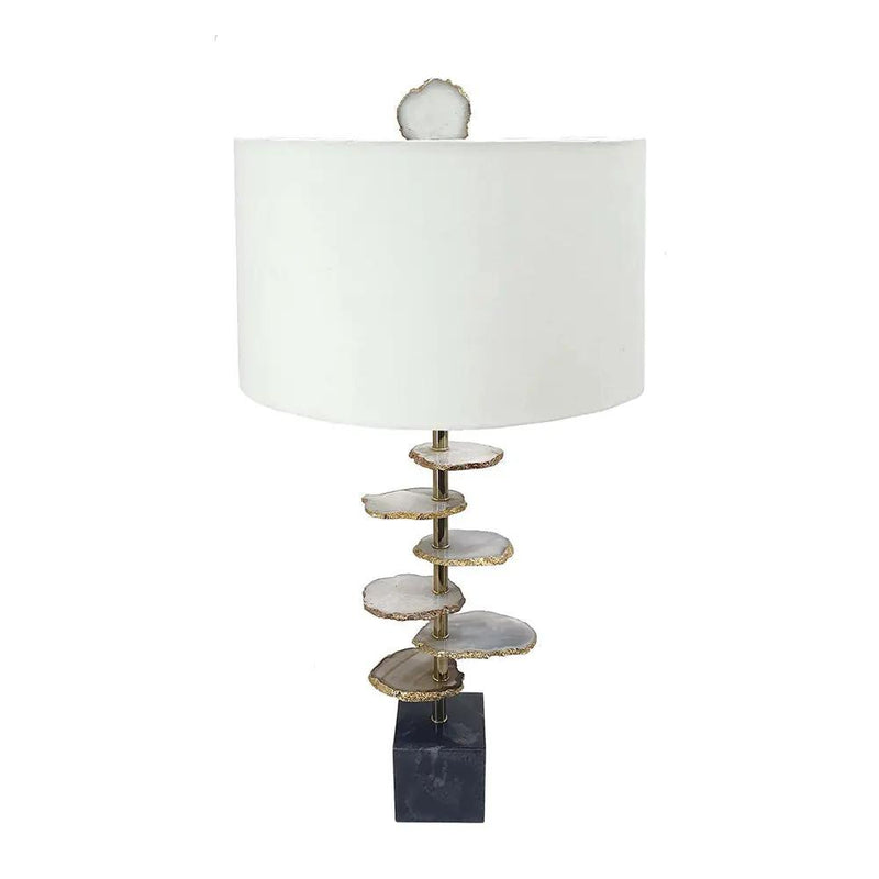 Smoke Agate-Slice Table Lamp with Marble Base by HouseOfZazla