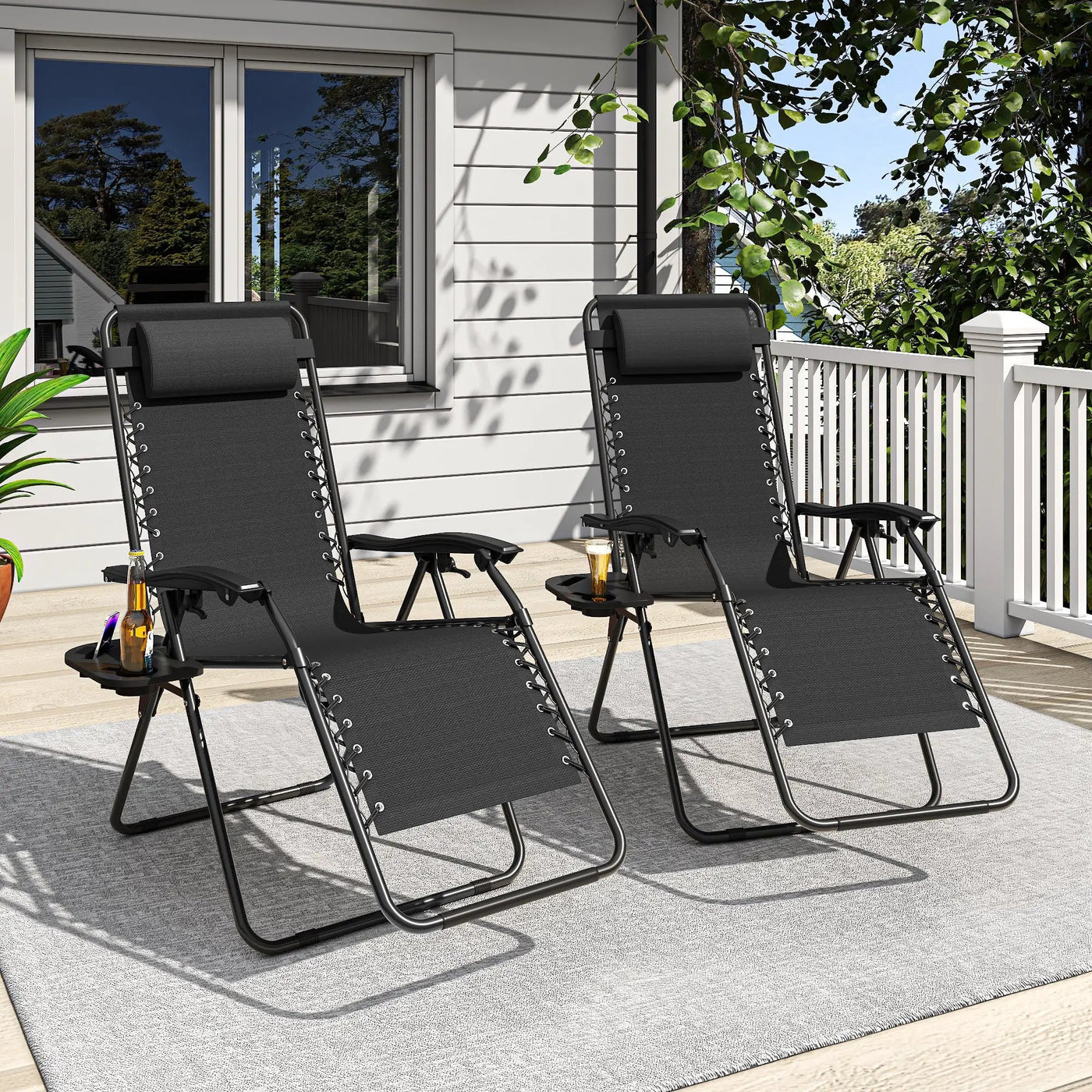 Zero Gravity Folding Lounge Chair with Headrest & Removable Tray by HouseOfZazla