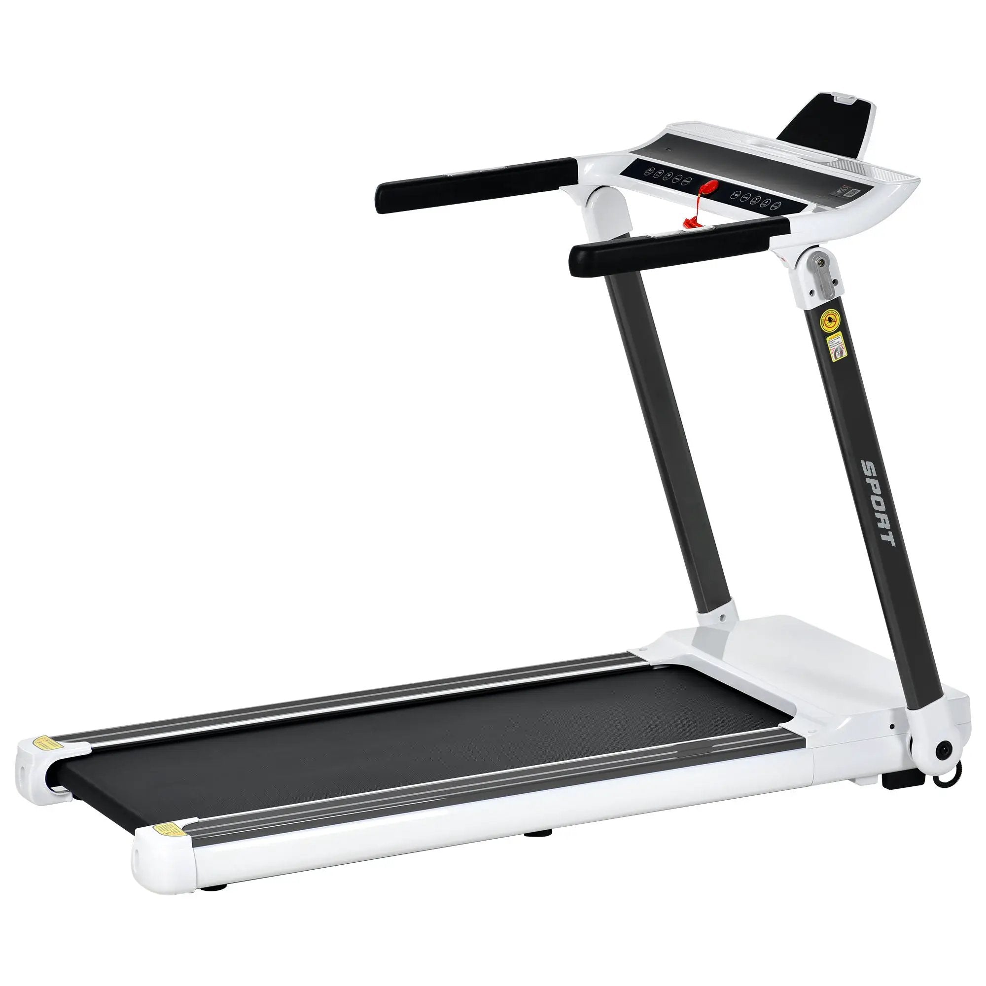 Portable Compact Treadmill, Electric Motorized 3.5Hp, 14Km / H, Medium Running Machine Motorised Gym 330Lbs, Foldable For Home Gym Fitness Workout Jogging Walking, Bluetooth Speaker App Fitime - White by HouseOfZazla