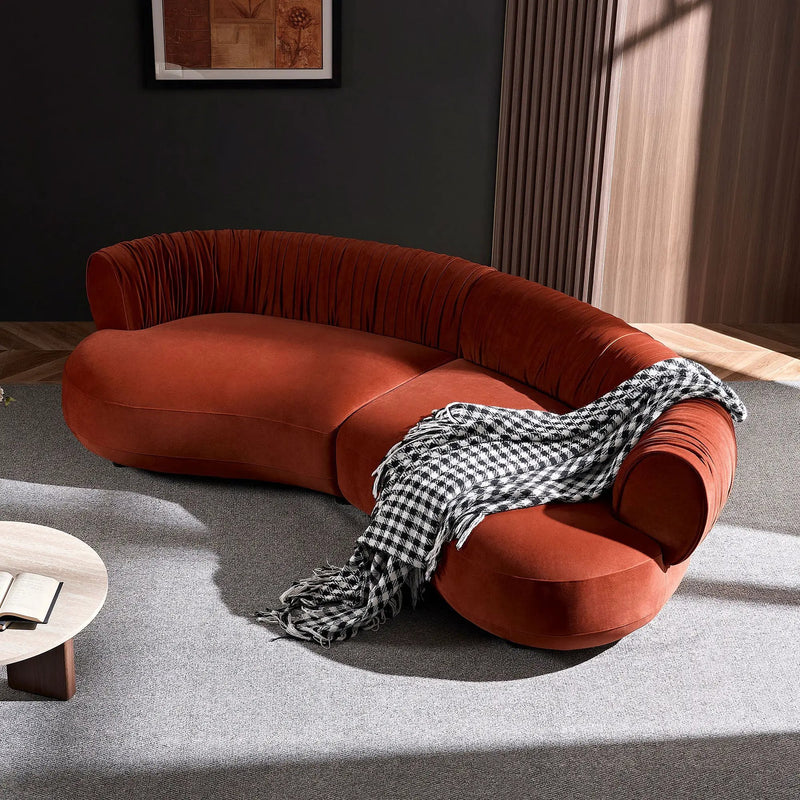 Modern Curved Sofa with Elegant Crescent Silhouette Design by HouseOfZazla