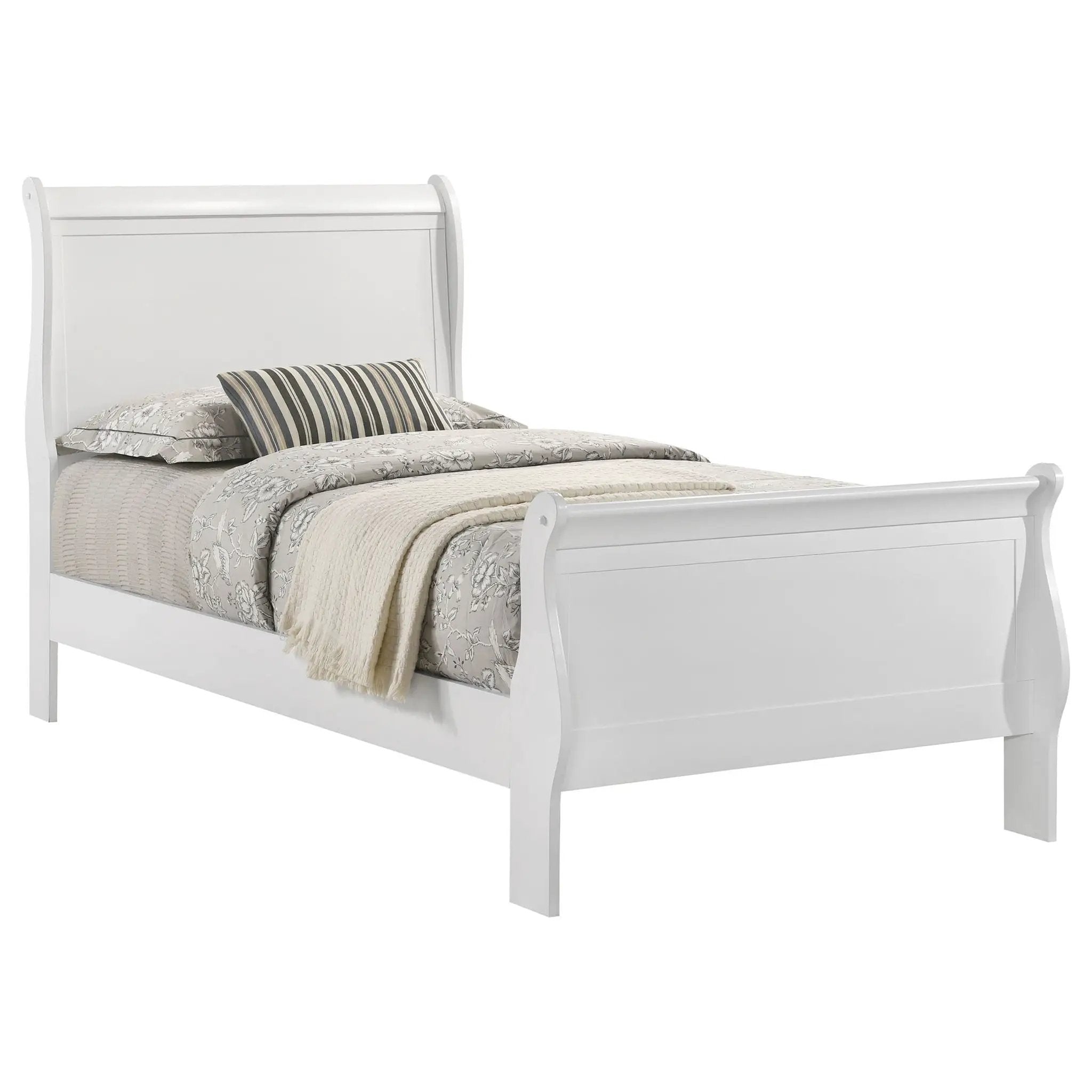 Louis Philippe 47-inch Twin Sleigh Panel Bed White by Unique Piece Furniture