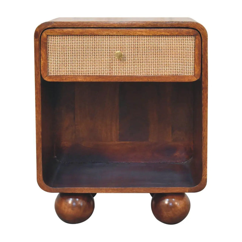 Open Woven Bedside Table, 1 Drawer - Chestnut by Unique Piece Furniture