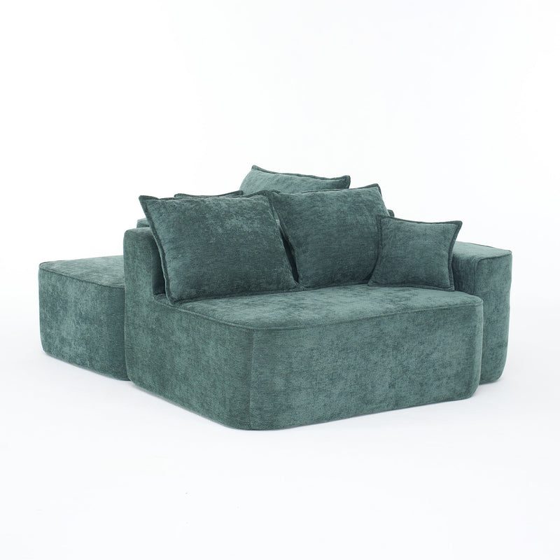 Modern Green Chenille L Shaped Sectional Sofa with Chaise by BLAKHOM