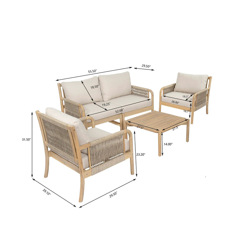 Casper Outdoor 7-Pieces Sofa and Coffee Table Set by HouseOfZazla