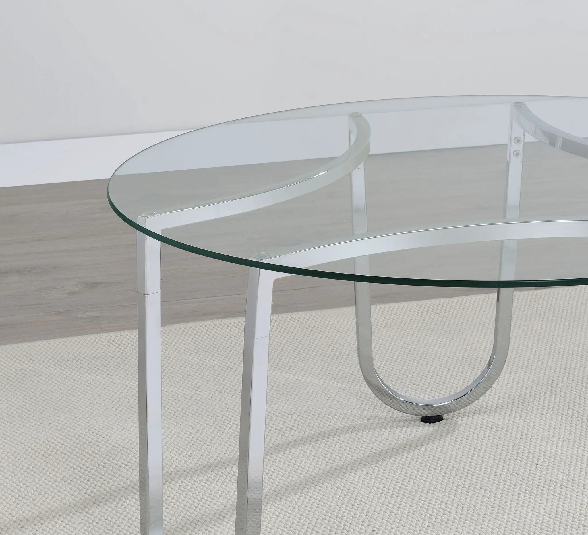 Beller Round Tempered Glass Top End Side Table Chrome by Unique Piece Furniture