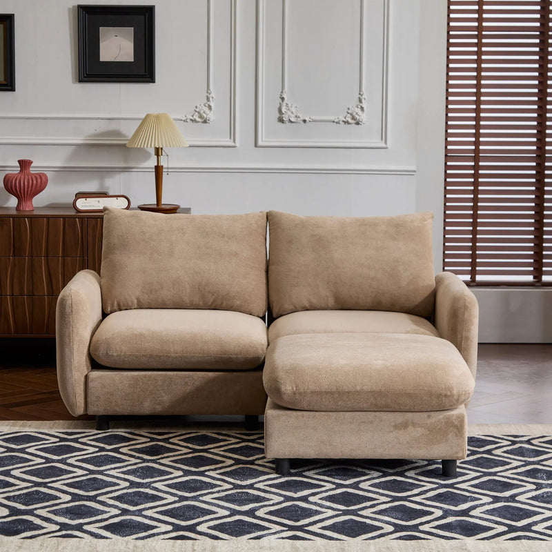 69 in. 3-Piece L Shaped Modular Velvet Sectional Sofa with Ottoman, NOMAD by HouseOfZazla