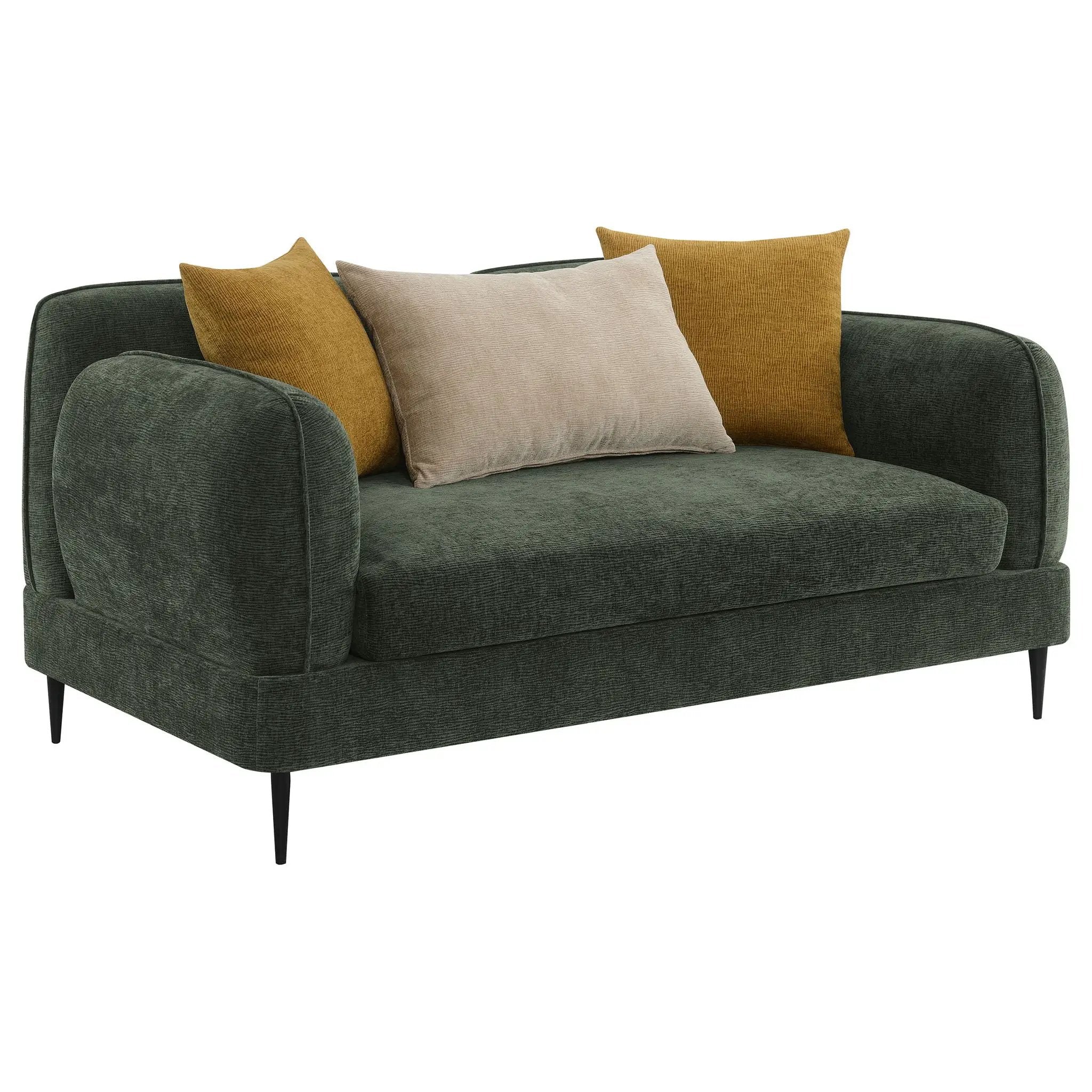 Jade Chenille Upholstered Modern Track Arm Loveseat Green by Unique Piece Furniture