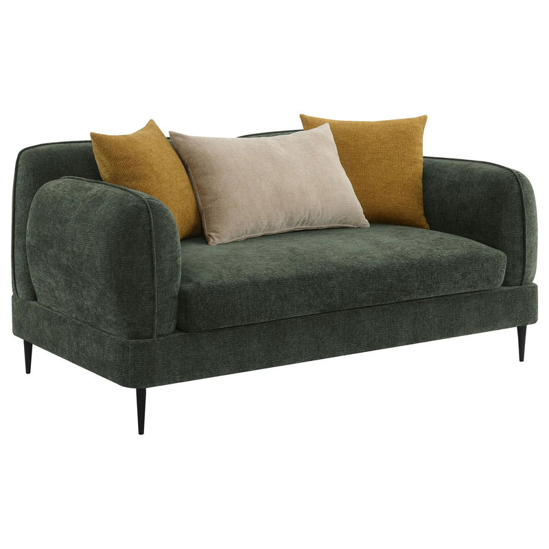 Jade Chenille Upholstered Modern Track Arm Loveseat Green by Unique Piece Furniture