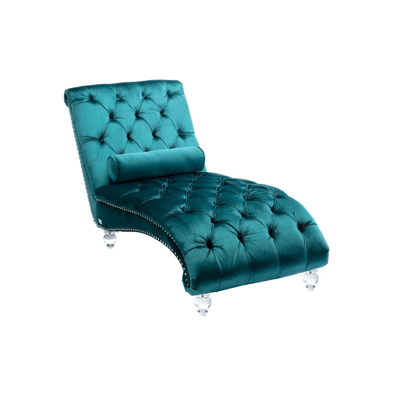 Chaise Lounge Indoor, Button Tufted Upholstered Chaise Lounge Chair With Pillow by HouseOfZazla