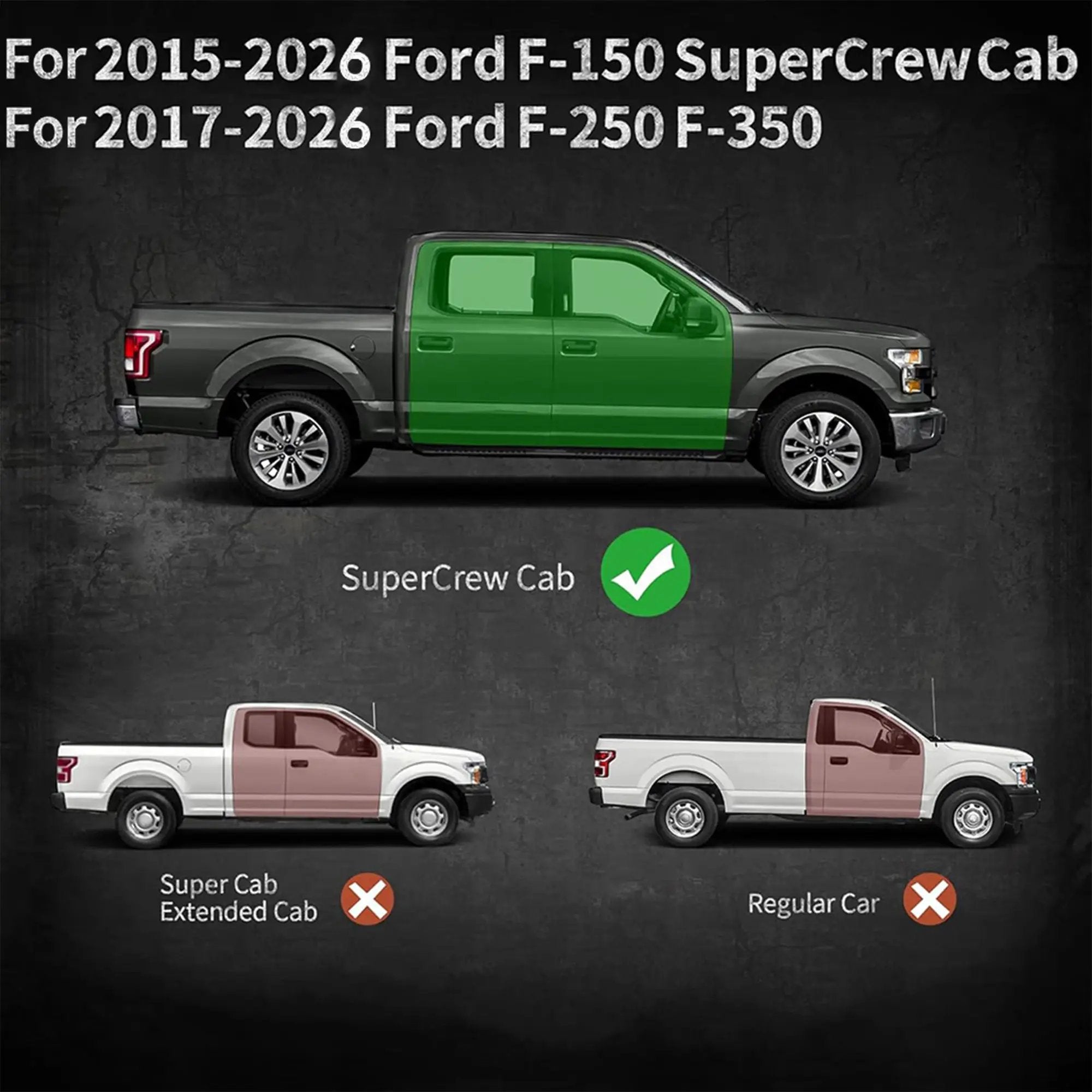 6" Running Boards Side Steps For 2015-2026 Ford F-150 Super Crew Cab by HouseOfZazla
