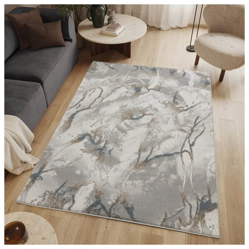 Geometrix - 5'3" X 7'3" Area Rug & Geometric 3D Effect - Ivory / Gray by HouseOfZazla