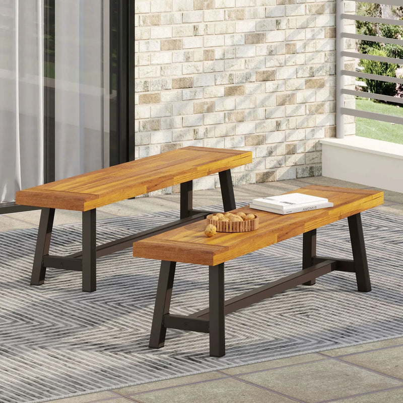 Tranquilizer Outdoor Acacia Wood Bench With Slat Panel Design by HouseOfZazla
