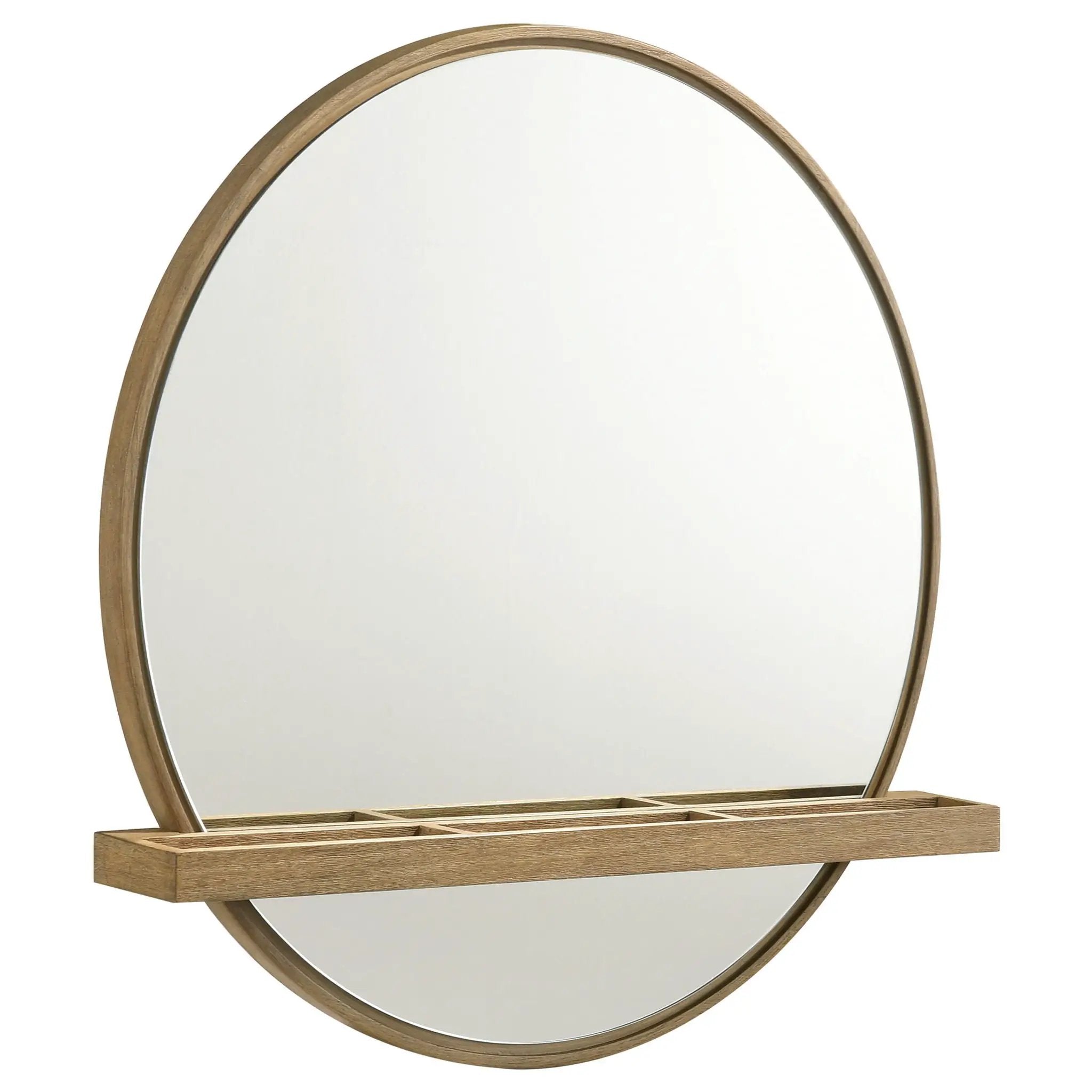Arini Round Vanity Wall Mirror with Shelf Sand Wash by Unique Piece Furniture