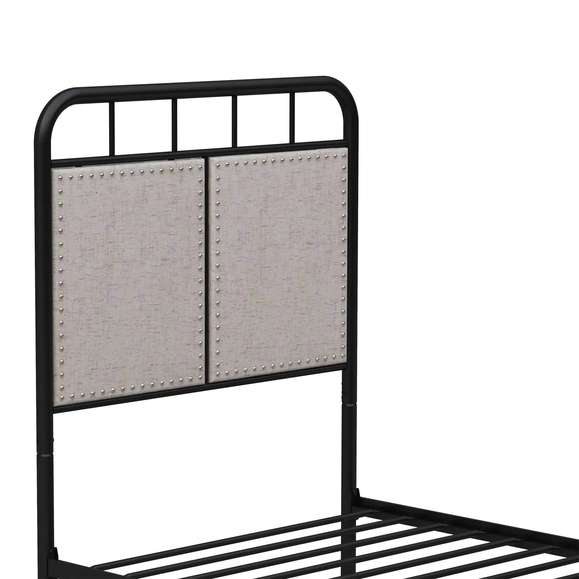 Twin Size Linen Upholstered Platform Metal Bed Frame with Fabric Headboard and Footboard by HouseOfZazla
