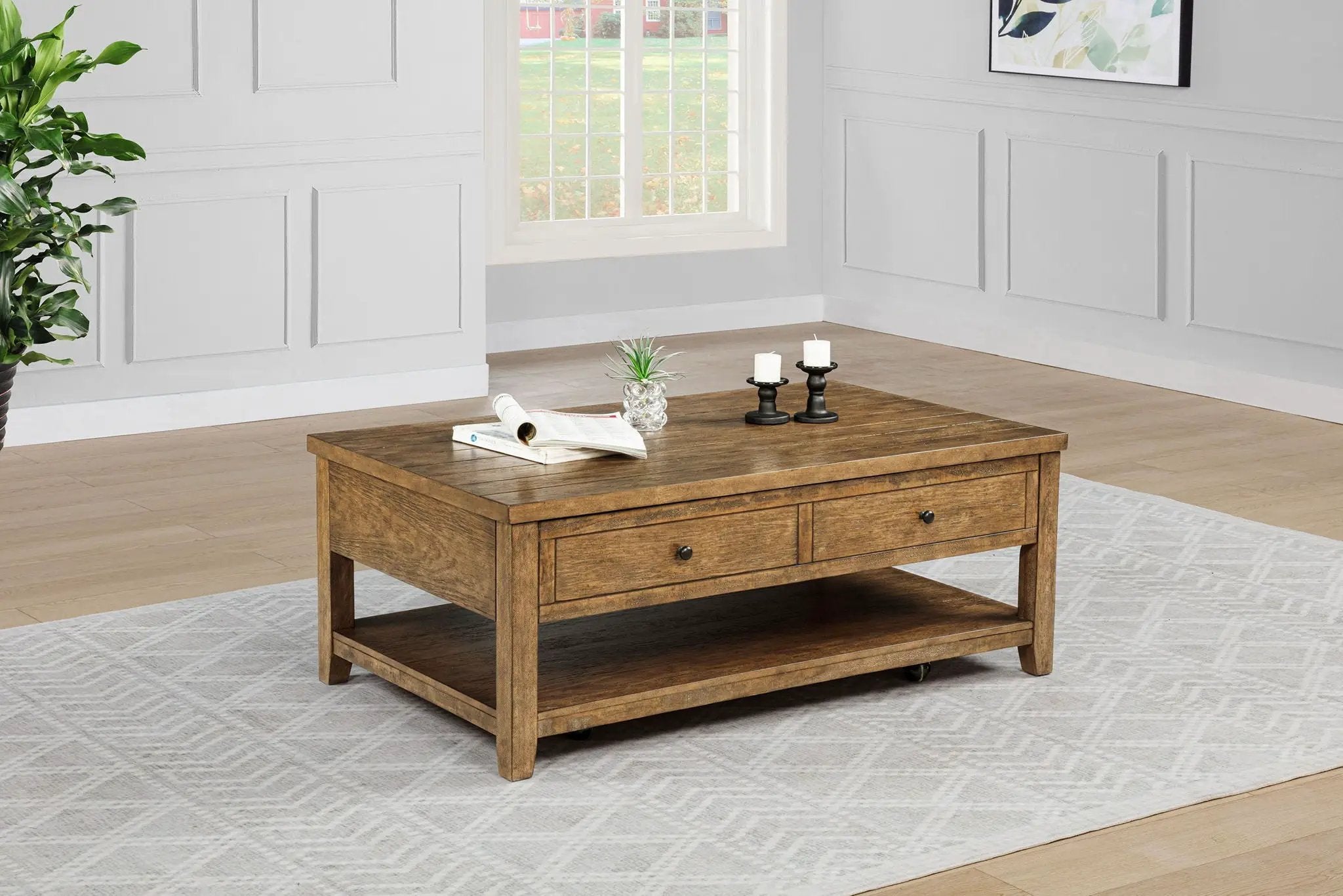 Payne 48-inch Mobile Lift Top Coffee Table Distressed Brown by Unique Piece Furniture