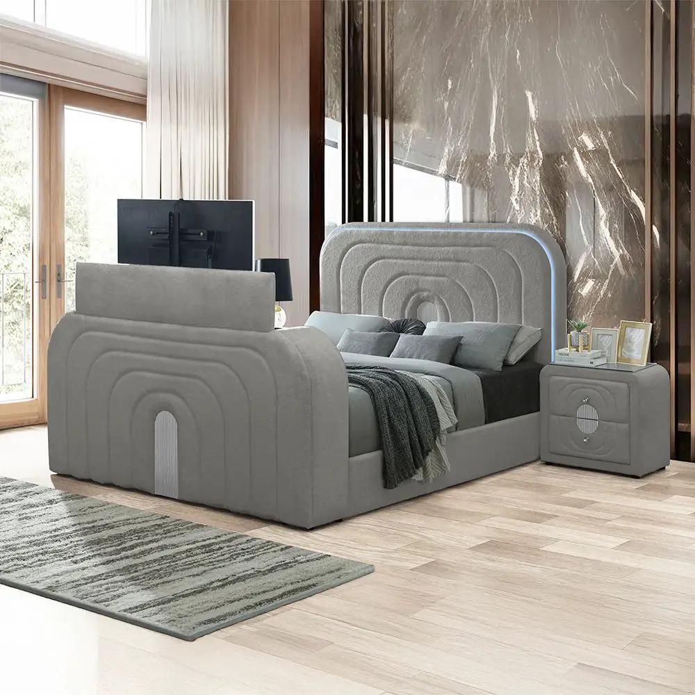 Shelyn - Bedroom Bed With LED, TV Stand, Fireplace & Bluetooth by Unique Piece Furniture