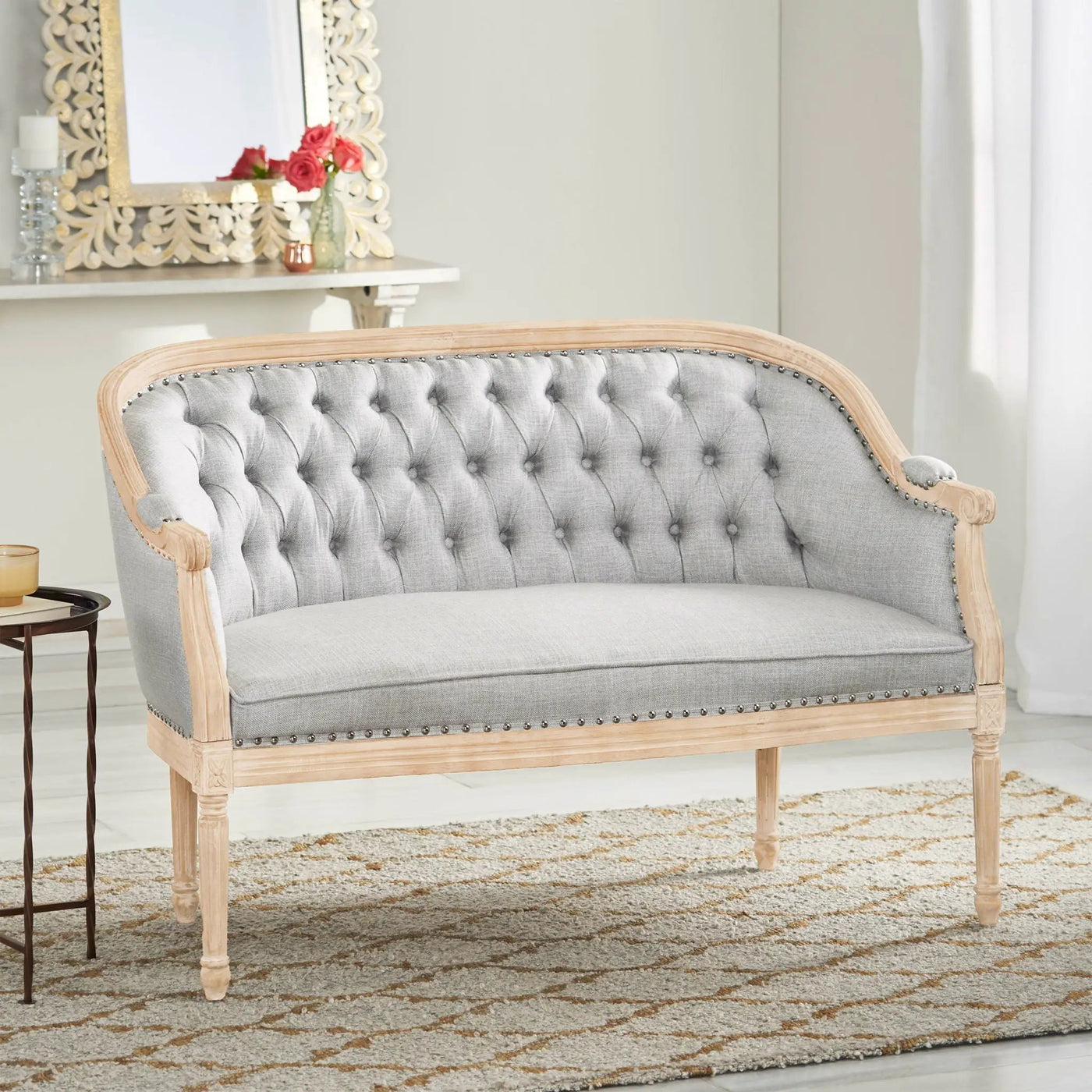 French Country Chesterfield Style Tufted Loveseat by HouseOfZazla