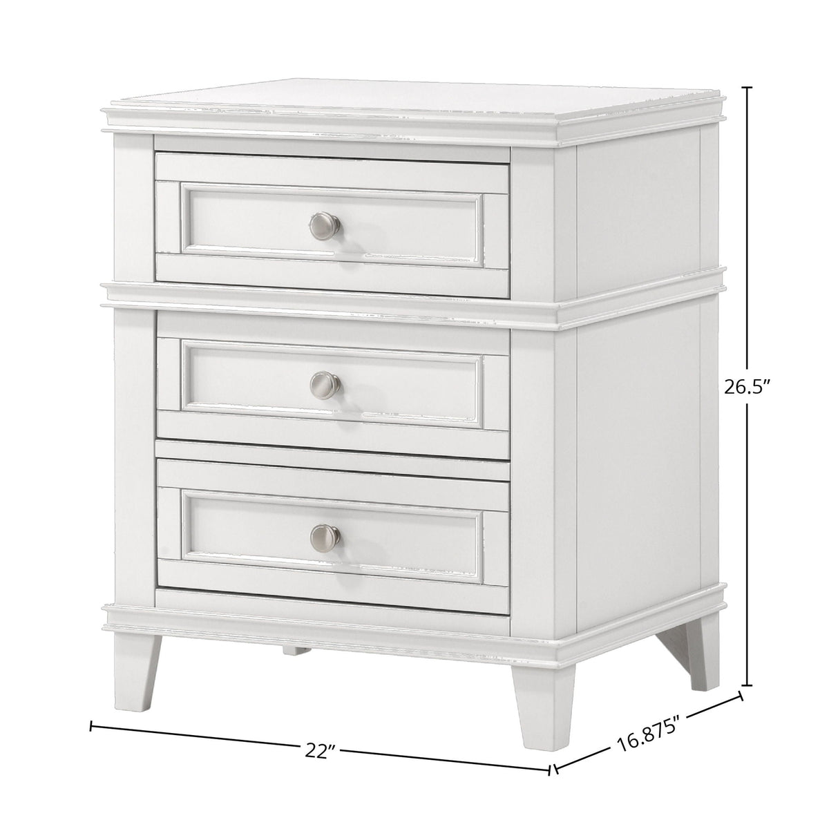 3 Drawer Nightstand with USB Charging Port – White or Gray, photo 6 of 11