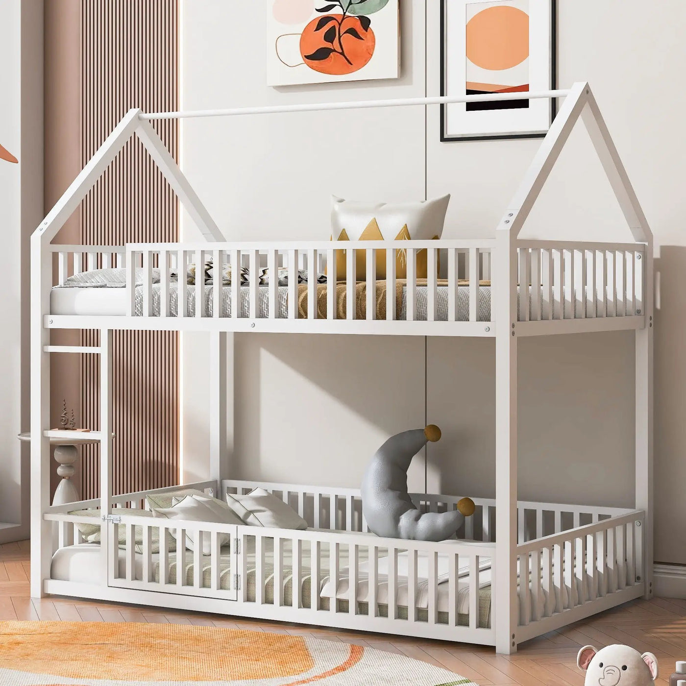 Metal House Bunk Bed With Fence And Door by HouseOfZazla
