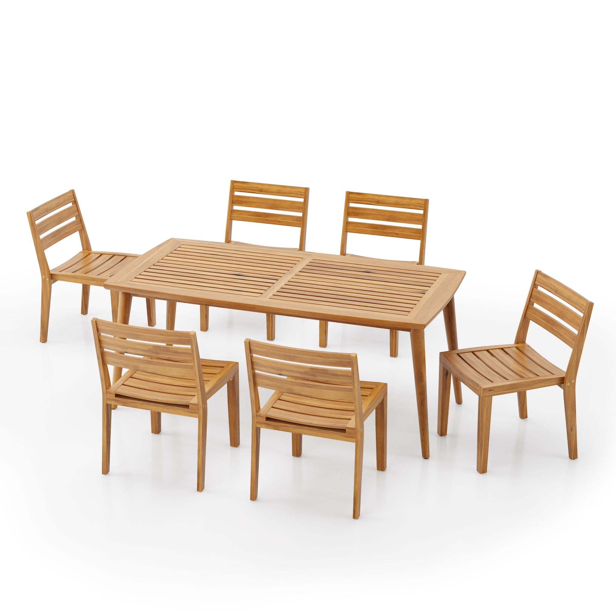 Outdoor 7 Pieces Rustic Patio Dining Set - Teak by HouseOfZazla