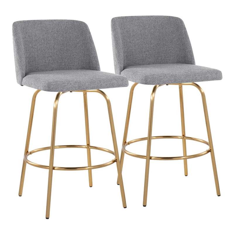Toriano - Contemporary, Fixed Height Counter Stool With Swivel With Round Footrest (Set of 2) by Unique Piece Furniture