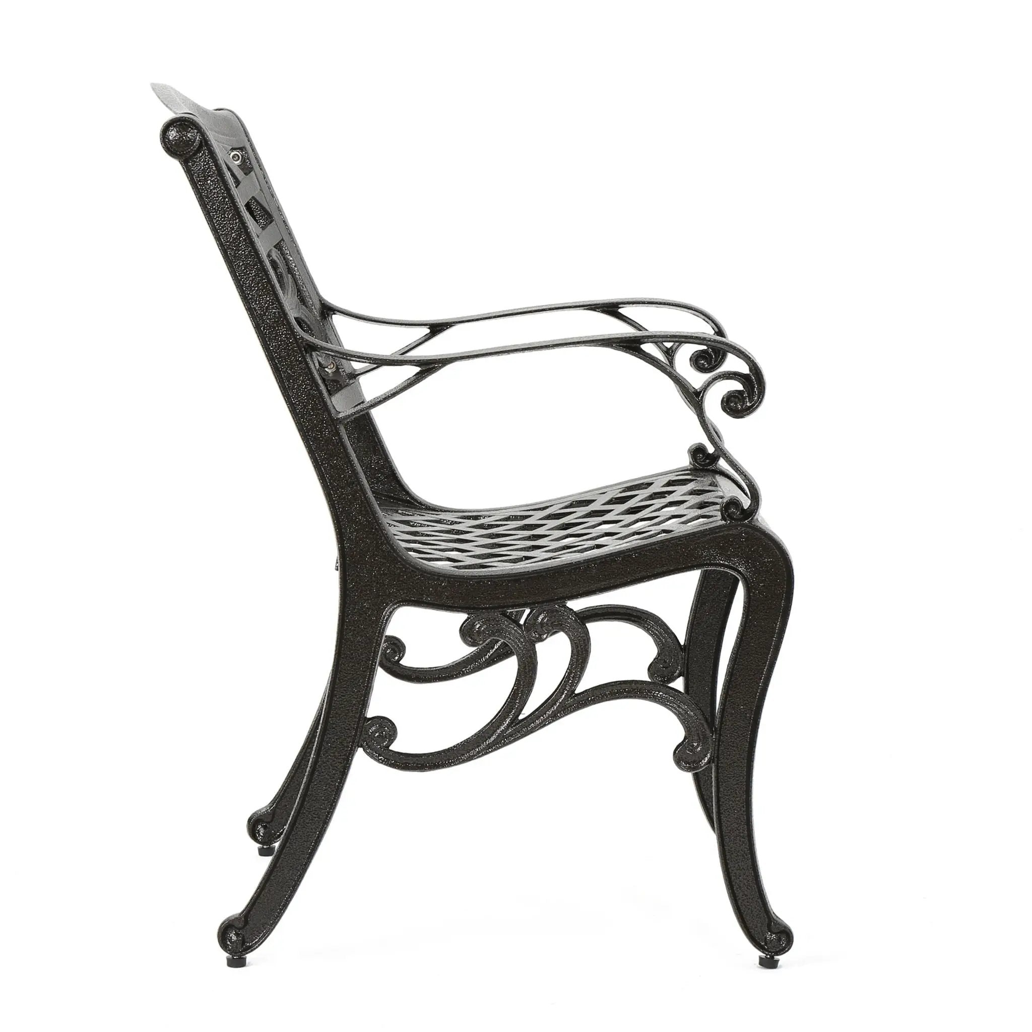 Luminea Outdoor Aluminum Dining Chair with Scroll Design, Bronze by HouseOfZazla