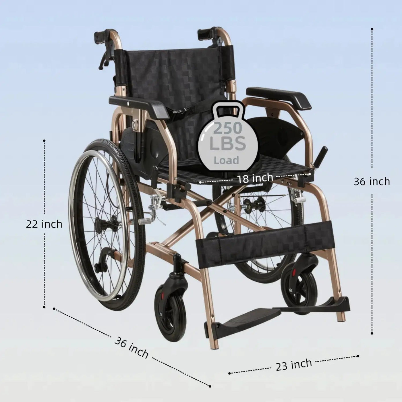 Premium Lightweight Foldable Transport Wheelchair for Adults by HouseOfZazla