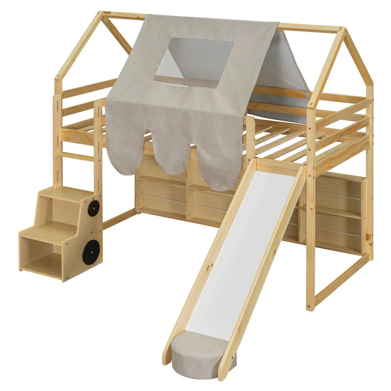 Loft Bed With House Shaped Frame And Tent by HouseOfZazla
