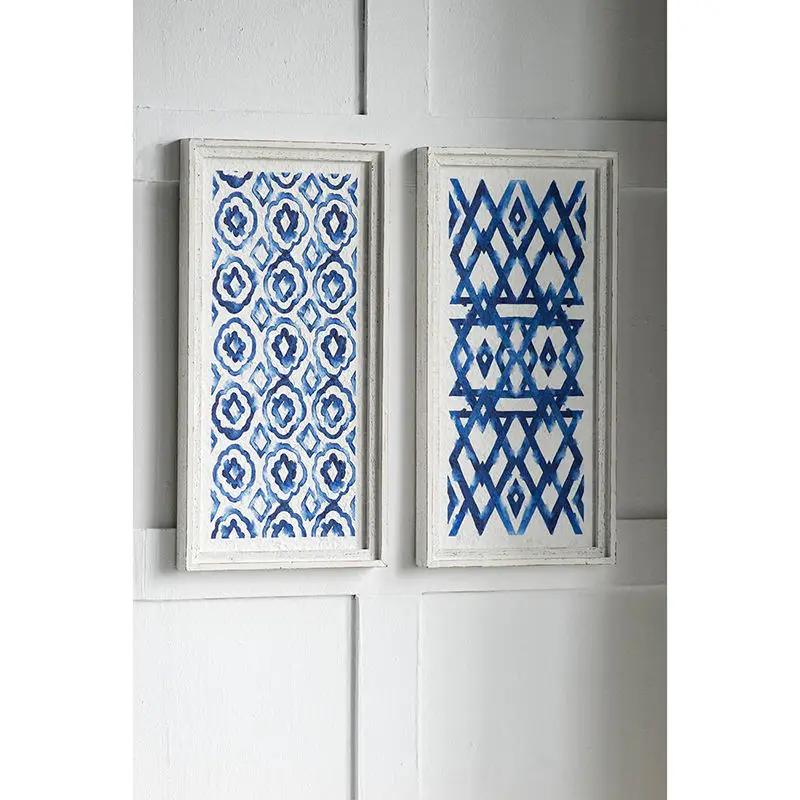 Hanging Sculptures, Modern Wall Art Decor (Set of 2) - White / Blue by HouseOfZazla