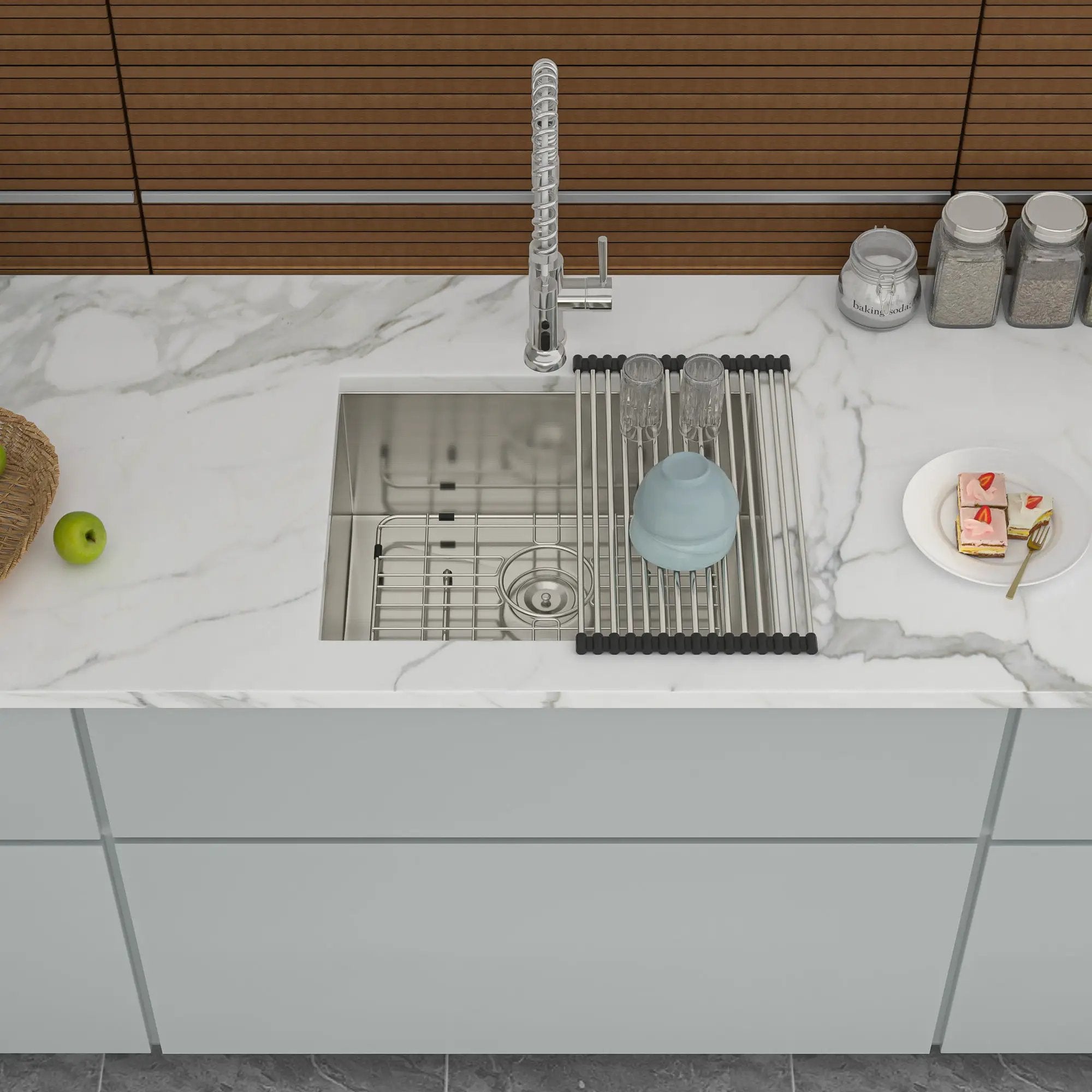 Modern Undermount Stainless Steel Kitchen Sink 16 Gauge, Deep Single Bowl by HouseOfZazla