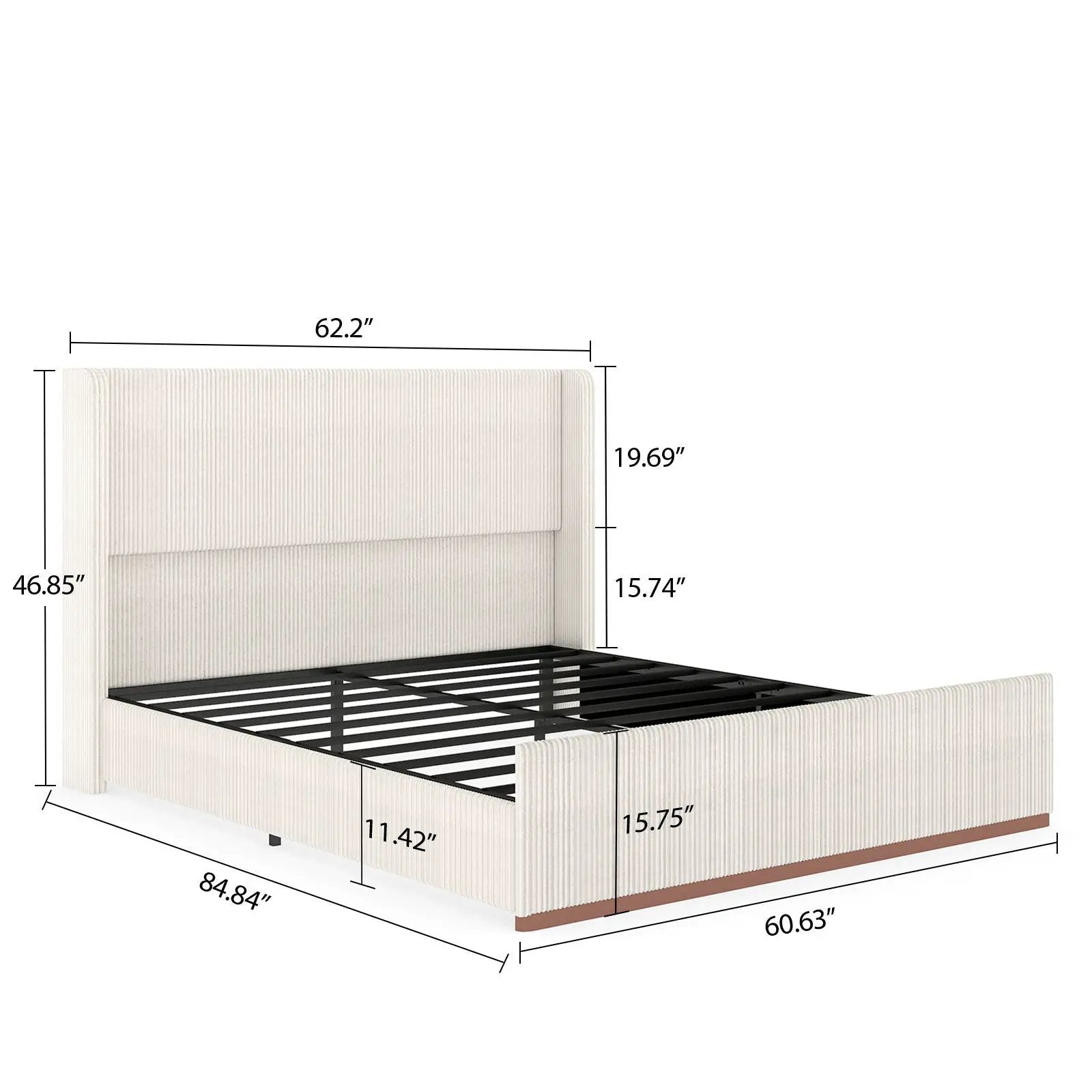 Upholstered Bed Frame With Luxury Wingback Headboard by HouseOfZazla