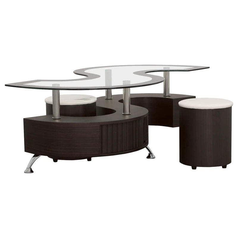 Buckley 3-piece Coffee Table and Stools Set Cappuccino by Unique Piece Furniture