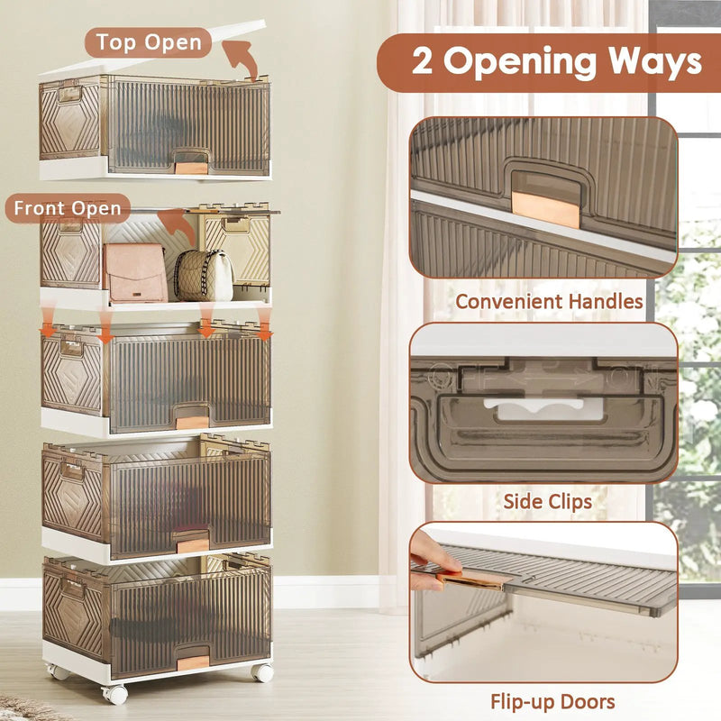 3/4/5/6-Cube Stackable Storage Bins with Detachable Wheels by DirectDeals