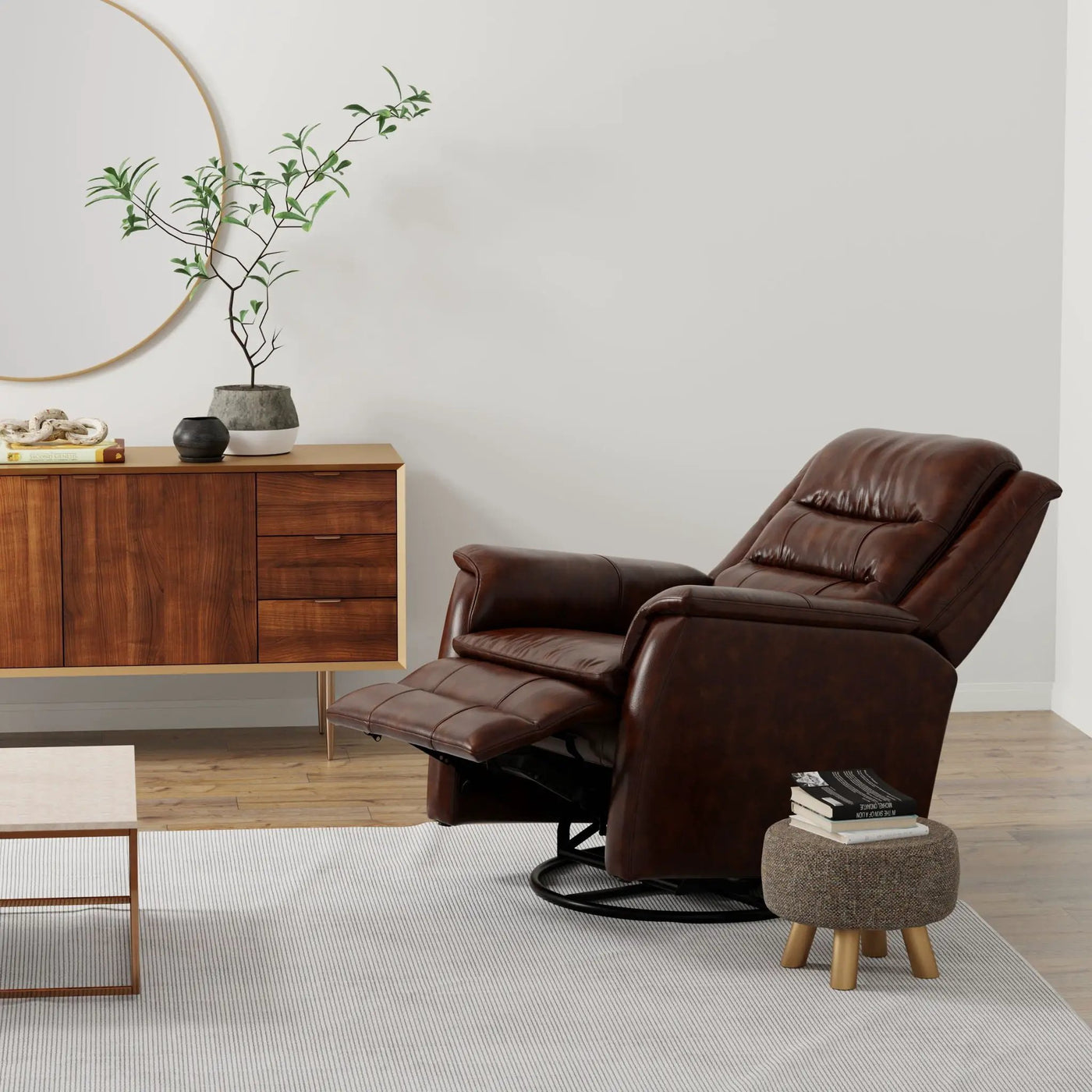 Swivel Recliner With Manual Adjustable Footrest by Unique Piece Furniture