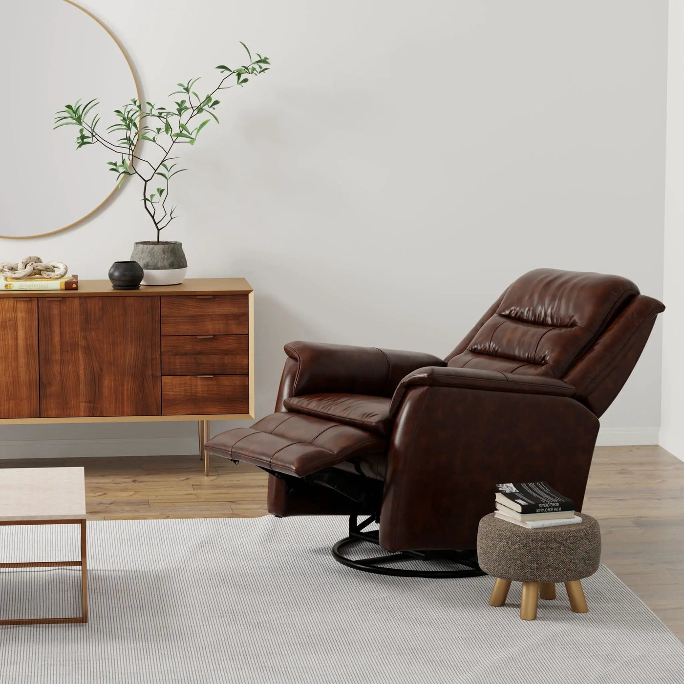 Swivel Recliner With Manual Adjustable Footrest by HouseOfZazla