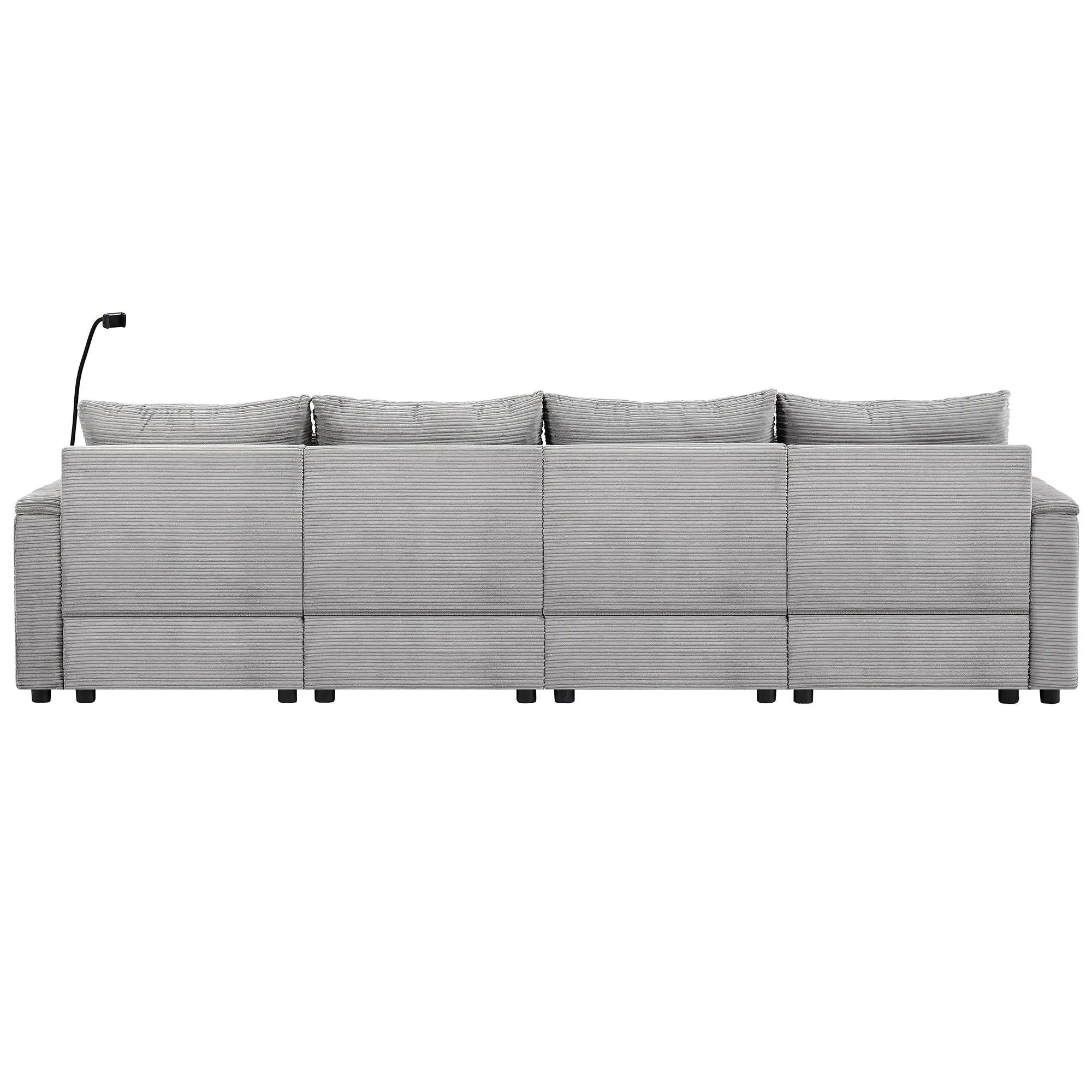 Modern Style Loveseat Sofa Sectional Sofa Couch With Storage Space, A Movable Ottoman, Two USB Ports, Two Cup Holders, A Phone Holder For Living Room by HouseOfZazla